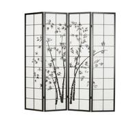 Paravent bois 4 pans bambou noir