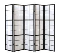 Paravent bois 5 pans noir