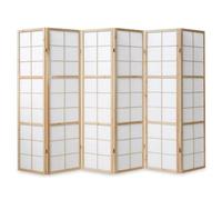 Paravent bois 6 pans clair
