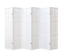 Paravent bois 6 pans blanc