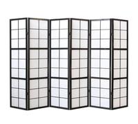 Paravent bois 6 pans - noir