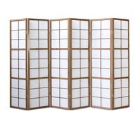 Paravent bois 6 pans marron