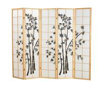 Paravent bois 5 pans bambou clair