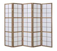 Paravent bois 5 pans marron