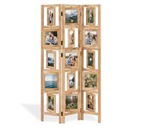 Homestyle4u Paravent Cadre photo 3 pièces Séparateur de pièce en bois 160 x 93 cm Paravent mur photo nature galerie photo brise-vue