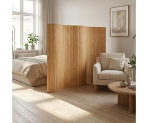 Homestyle4u Paravent intérieur en bambou marron - En forme de vague - 195 cm de haut - Brise-vue - Article 3139