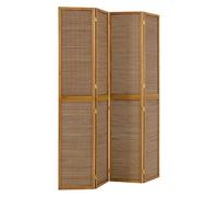 Homestyle4u Paravent Interieur Hauteur 200 cm du Bambou en Brun Clair 4 Panneaux séparateur de pièce décoratif