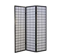 Homestyle4u Paravent japonais Shoji 3 pans - Noir
