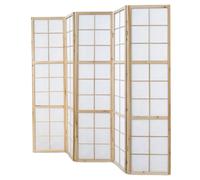Homestyle4u Paravent Shoji 5 panneaux - Blanc naturel