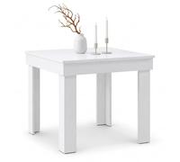 Homestyle4u Table à manger carrée - 80 x 80 cm - Blanc - Pour 2 à 4 | Table à manger carrée de 80 x 80 cm en blanc, peu encombrant pour les petites cuisines, avec surface facile d'entretien et 2