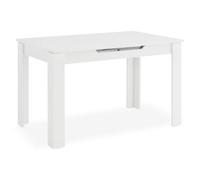Homestyle4u Table à manger extensible, 125-165 x 80 cm, blanc | Table à manger extensible blanche pour jusqu'à 6 personnes, 125-165 x 80 cm, avec tiroir et surface facile d'entretien