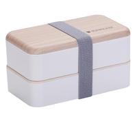 Hometric Boîte à bento blanche pour enfants et adultes, 1200 ml, 2 couches avec plusieurs compartiments
