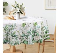 hometrixx Nappe Ronde Anti Tache Eucalyptus Fleurs Feuilles Nappe de Table Printemps Lavable Imperméable Polyester pour Salle à Manger Jardin fête Mariage ou Maisonr, Vert Sauge Diamètre 152 cm