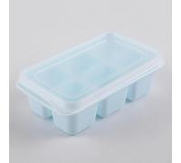 HomeVortex Bac à glaçons avec couvercle, 6 compartiments en silicone, pour moule pour blocs de glace faits maison, outil de bar en ABS et silicone pour congélateur de cuisine (bleu et blanc)