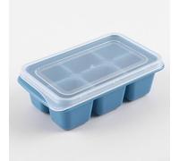 HomeVortex Bac à glaçons avec couvercle, 6 compartiments en silicone, pour moule pour blocs de glace faits maison, outil de bar en ABS et silicone pour congélateur de cuisine (bleu clair)