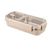 HomeVortex Boîte à déjeuner en acier inoxydable avec séparateur 2 compartiments étanche pour enfants, adultes, école, travail, 27 x 11,5 x 6 cm, blanc