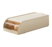 HomeVortex Boîte de rangement à œufs de grande capacité pour réfrigérateur, récipient à roulettes automatique de style japonais avec couvercle à charnière, organiseur en plastique ABS + PET sûr pour