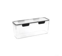 HomeVortex Boîtes de rangement alimentaires empilables avec couvercles, boîte de rangement scellée en plastique pour nouilles, pâtes, ail, coriandre, réfrigérateur de cuisine, noir (taille L, noir)