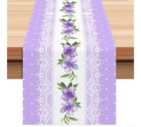 HomeVortex Chemin de table floral en polyester pour chemin de table, 33 x 183 cm, doux pour cuisine, salle à manger, décoration d'intérieur, décoration d'intérieur, linge lavable (H)