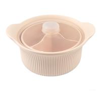 HomeVortex Cuiseur vapeur en silicone, avec couvercle, pour micro-ondes et friteuse à air, base antidérapante, passe au lave-vaisselle, beige (beige, taille L)