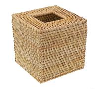 HomeVortex Décoration Salon Rustique Boîte à Serviettes 14.5cm | Tissage manuel , rotin , finition naturelle, s'adapte aux boîtes carrées, style rustique