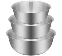 HomeVortex Ensemble de bols mélangeurs en acier inoxydable 304 avec échelle de mesure, panier égouttoir empilable pour laver la pâte à salade, base antidérapante, outils de préparation de cuisine