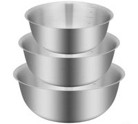 HomeVortex Ensemble de bols mélangeurs en acier inoxydable 304, avec échelle de mesure, panier égouttoir empilable, pour laver la pâte à salade, préparation des aliments de cuisine