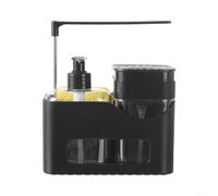HomeVortex Ensemble de distributeur de savon de cuisine 5 en 1 avec porte-éponge, distributeur de savon à vaisselle, panier d'évier à double pompe, support de brosse et porte-linge, noir pour