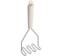 HomeVortex Ensemble d'ustensiles de cuisine en acier inoxydable avec poignées en silicone - Batteur à œufs, presse-purée, passoire et tamis à farine pour la pâtisserie et la cuisine, blanc (A)