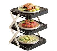 HomeVortex Étagère de cuisine pliable à 3 niveaux en plastique avec support triangulaire, support de comptoir pour légumes et fruits, installation à une main, espace (noir)