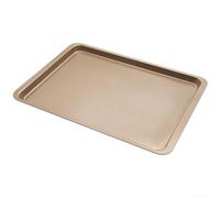 HomeVortex Feuille extra large de 36,8 cm, plaque à biscuits en carbone antiadhésive avec bords roulés pour pizza et rôtir, poêle à four robuste 37 x 25,5 cm (doré)