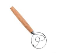 HomeVortex Fouet à pâte danois, 25,4 cm, outil à pain au levain en acier inoxydable 304 avec poignée en bois, pour mélanger la pâte, les blancs d'œufs et la pâte lourde, argenté