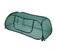 HomeVortex Housse de parterre de jardin pop-up - Protection des plantes en maille verte avec fenêtre enroulable - Barrière pour oiseaux et animaux - Abri pliable pour fleurs et légumes - Vert foncé