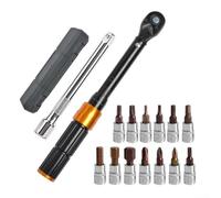 HomeVortex Jeu de 15 clés dynamométriques de précision 1/4" avec mécanisme à clic, 2-24 Nm en acier au chrome-vanadium réglable, cliquet réversible à 72 dents, douilles hexagonales et