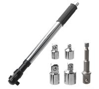 HomeVortex Jeu de clés à cliquet allongées 1/2 3/8 en acier au chrome vanadium avec 4 douilles, manche de 450 mm de long, pour espaces restreints, mécanisme réversible à 72 dents, noir