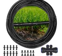HomeVortex Kit d'irrigation goutte à goutte de 30,5 m, tube en PVC de 6,35 mm avec 22 émetteurs, système d'arrosage de jardin résistant aux UV pour plantes, parterres de fleurs, serre et ferme