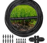 HomeVortex Kit d'irrigation goutte à goutte de 30,5 m, tube en PVC de 6,35 mm avec 22 émetteurs, système d'arrosage de jardin résistant aux UV pour plantes, parterres de fleurs, serre et ferme