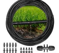 HomeVortex Kit d'irrigation goutte à goutte de 30,5 m, tube en PVC de 6,35 mm avec 22 émetteurs, système d'arrosage de jardin résistant aux UV pour plantes, parterres de fleurs, serre et ferme (prise