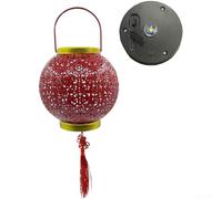 HomeVortex Lanterne solaire à suspendre en fer de style chinois, étanche, décoration de jardin pour cour, festival, alimentation LED 6 à 12 heures, 18,5 cm (avec port USB)