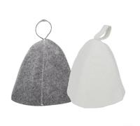 HomeVortex Lot de 2 chapeaux de sauna en feutre, unisexes protégeant la chaleur pour hammam et bania russe, accessoires de bain respirants absorbant l'humidité pour homme et femme, blanc gris (B)