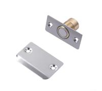HomeVortex Lot de 2 loquets de porte magnétiques réglables silencieux pour extérieur/intérieur - Noir - Loquet à boule en acier inoxydable - Butée de porte à montage supérieur (argenté)