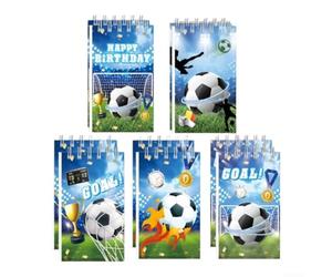 HomeVortex Lot de 20 blocs-notes miniatures de football, 10 designs uniques, journaux à spirale pour enfants, carnets compacts en papier de 6 x 10 cm, pour fête sportive amusante pour cadeaux et