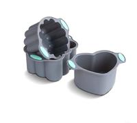HomeVortex Lot de 3 moules à gâteau ronds en silicone anti-adhésif en forme de cœur, passe au four jusqu'à 232 °C, pour un nettoyage facile, passe au lave-vaisselle, vert