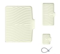 HomeVortex Lot de 3 tapis de séchage en silicone avec rebord surélevé pour évier de cuisine, plateau porte-savon, égouttoir à vaisselle résistant à la chaleur (blanc)