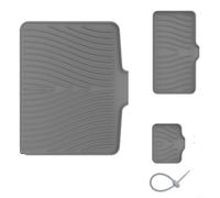 HomeVortex Lot de 3 tapis de séchage en silicone avec rebord surélevé pour évier de cuisine, plateau porte-savon, égouttoir à vaisselle résistant à la chaleur (gris)