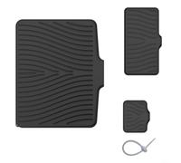 HomeVortex Lot de 3 tapis de séchage en silicone avec rebord surélevé pour évier de cuisine, plateau porte-savon, égouttoir à vaisselle résistant à la chaleur (noir)