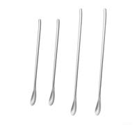 HomeVortex Lot de 4 cuillères à mélanger à long manche ergonomique pour café, lait, cocktail, argent, 22,5 cm et 19 cm