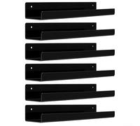 HomeVortex Lot de 6 étagères murales flottantes extra transparentes en bois transparent alternatif pour livres, photos, parfums, salle de bain, cuisine, 38,1 cm (noir)