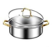 HomeVortex Marmite en acier inoxydable avec couvercle en verre pour cuisinière électrique à induction à gaz Rouge 26 cm