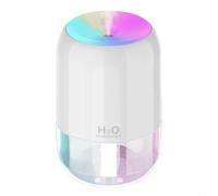 HomeVortex Mini humidificateur USB 300 ml avec veilleuse colorée, 2 modes de pulvérisation, arrêt automatique pour chambre à coucher, bureau, voiture, voyage, blanc (blanc)